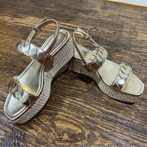 J. Crew Gold Espadrille Wedge Sandals - NEW